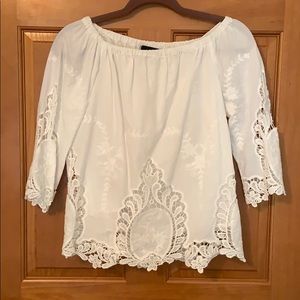 Cynthia Rowley White Embroidered Off The Shoulder